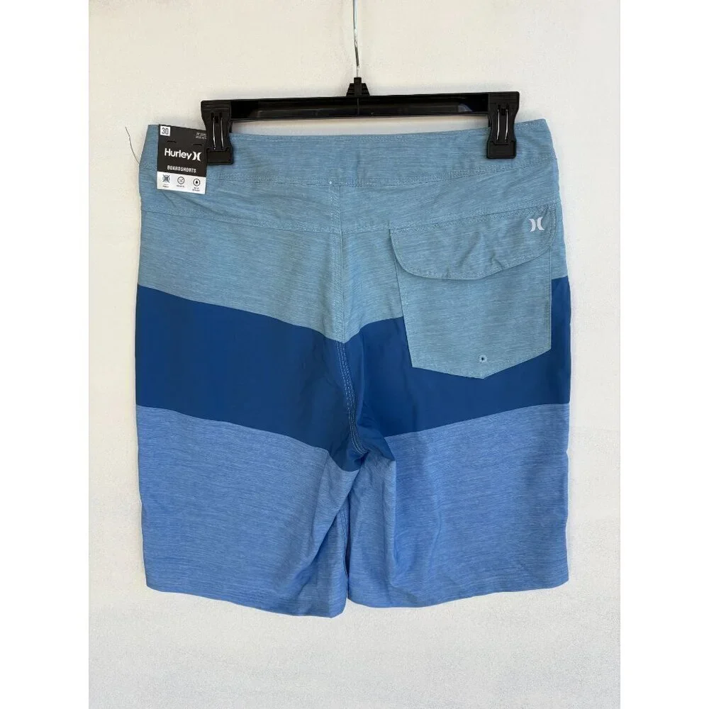 Hurley Mens Striped Boardshorts Size 30 Blue Gradient Quick-Dry With Pocket